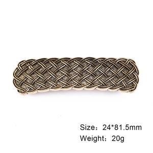 Retro bronze alloy hair clip with Celtic woven texture pattern, 24x81.5mm size