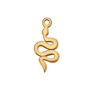 Pendentif serpent doré poli pour création de bijoux DIY sur fond blanc épuré