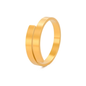Minimalistischer goldener Titanstahl Spiralring mit polierter Oberfläche und offenem Design