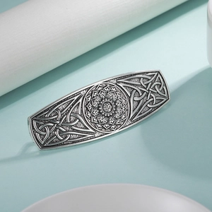 Pince à Cheveux en Alliage Rétro pour Femmes Or Argent Antique Nœud Celtique Mandala de Lotus Design Symbole Om Accessoire Ethnique