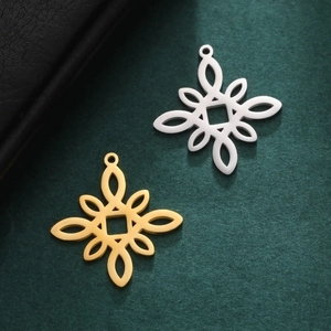 Stainless Steel Hollow Geometric Pendant Mandala Flower Charm DIY Necklace Bracelet Earrings Accessories For Women