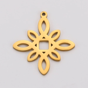 Geometric flower hollow pendant in 18K gold-plated stainless steel for DIY jewelry