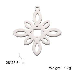 Polished 28x25.6mm flower shaped stainless steel pendant for jewelry making