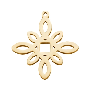 Polished 18K gold plated stainless steel geometric hollow pendant for DIY jewelry making