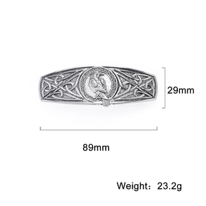 Detail view of Viking eagle hair clip with Celtic knot patterns and 89mm size dimensions