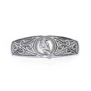 Vintage Viking hair clip with eagle totem and intricate Celtic knots in silver finish