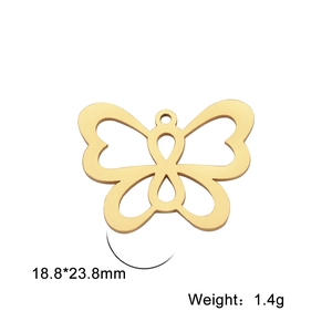 Ciondolo farfalla traforata oro 18K 18,8x23,8mm per creazione gioielli fai da te