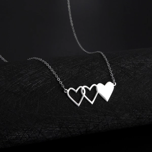 Collana Minimalista In Acciaio Inossidabile Con Triplo Pendente A Cuore Per Donna Gioielli Con Cuore Interbloccato