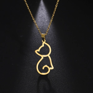 Minimalistische Edelstahl Katze Anhänger Halskette Für Damen Süße Hohle Kätzchen Silhouette Schmuck Gold Silber Tier Kette