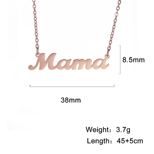 18K gold plated stainless steel Mama letter necklace with 45cm adjustable chain and size guide
