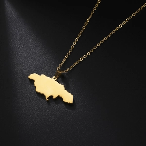 Roestvrij Stalen Jamaica Kaart Hanger Halsketting Minimalistisch Goud Zilver Gepolijst Souvenir Sieraden Voor Unisex