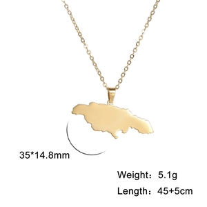 Gouden roestvrijstalen ketting met Jamaica-kaart hanger en 45+5cm O-ketting