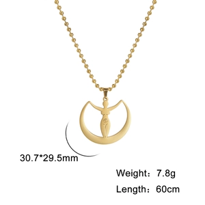 Collier déesse de la lune en acier inoxydable doré avec pendentif yoga et chaîne