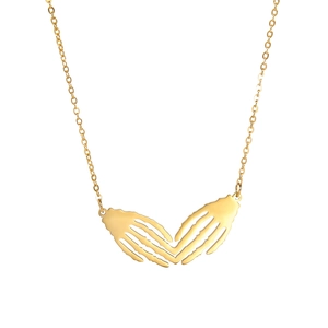 Gothic punk gold skeleton hands heart pendant necklace for women's Halloween cosplay