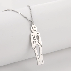 Collier avec pendentif squelette en acier inoxydable 304 pour un style gothique élégant