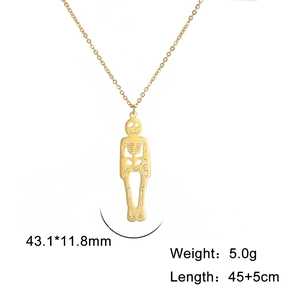 Collier squelette créatif doré avec pendentif ajouré et chaîne réglable pour femme