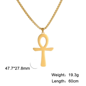 Details zum Ankh-Anhänger in Gold mit 47,7x27,8mm Größe und 60cm Box-Kette