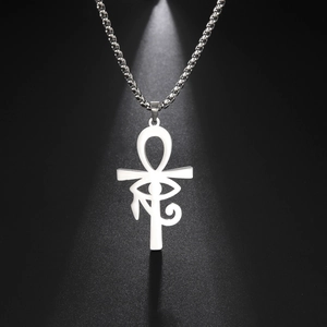 Ancienne Croix Ankh Égyptienne Œil D'Horus Collier Pendentif Pour Hommes Acier Inoxydable Bijoux Punk Vintage Chaîne Vénitienne