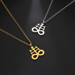 Collier avec pendentif Croix de Léviathan en acier inoxydable 304 doré et argenté