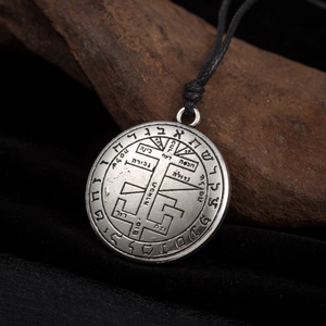 Collar de Colgante Redondo de Aleación Retro Sello de Salomón para Hombre Antiguo Sello Secreto Hebreo Amuleto Místico Religioso