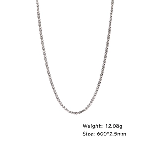 Details zur 2,5 mm Edelstahl-Boxkette, 600 mm Länge und 12,08 g Gewicht für Herren