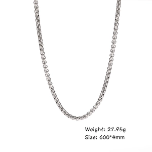 Poliertes Silber Edelstahl Boxkette Halskette, 4mm breit und 600mm lang für Herren