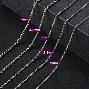 Herren Hip Hop Edelstahl Box Kette Halskette Punk Venezianerkette Silberton Basis Halskette Für Herren Schmuck