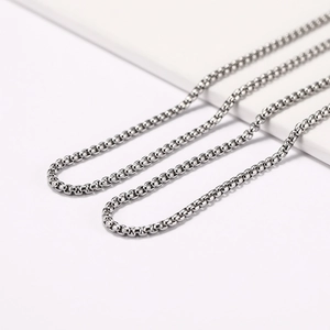 Poliertes Silber Edelstahl Box Halskette für Herren im minimalistischen Hip-Hop-Stil