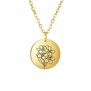 Collana in acciaio inossidabile placcato oro 18 carati con ciondolo floreale minimalista