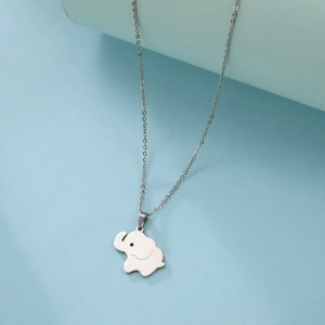Minimalistische titaniumstalen olifant hanger ketting met gepolijste zilveren afwerking dames