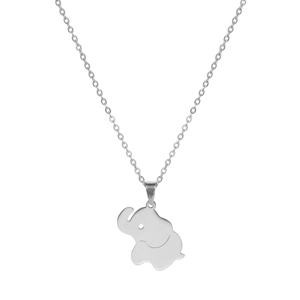 Minimalistische zilveren titaniumstalen olifant hanger ketting met verfijnde schakels