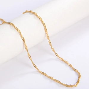 Minimalist Stainless Steel Water Wave Chain Necklace For Women 18K Gold Plated Simple Clavicle Chain Fashion Jewelry Gift