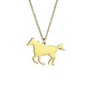 Polished gold horse silhouette pendant necklace in 304 stainless steel with a sleek chain