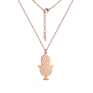Halskette mit Mikrofon-Anhänger aus Edelstahl in Roségold mit eleganter Gliederkette