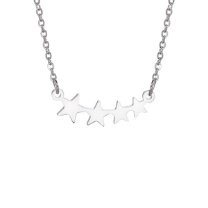 Minimalistische zilveren titanium stalen ketting met een uniek viersterren hanger design