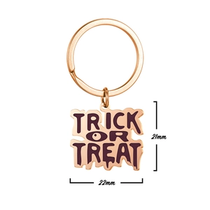 Porte-clés Trick or Treat en or rose avec pendentif en métal poli pour Halloween