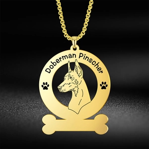 Dobermann Pinscher Hond Portret Hanger Ketting Roestvrij Staal Bot Charm Dierlijke Sieraden Cadeau Voor Dierenliefhebbers