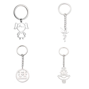 Stainless Steel Keychain Cute Hollow Out Girl Ballet Angel Pendant Metal Key Ring Fashion Accessory Gift For Women Girls