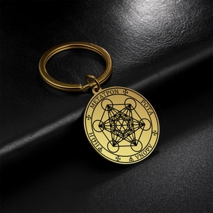Goldener Metatrons Würfel Schlüsselanhänger aus Edelstahl mit heiliger Geometrie
