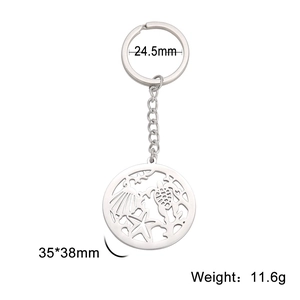Porte-clés tortue de mer en acier inoxydable 304 avec pendentif monde marin ajouré