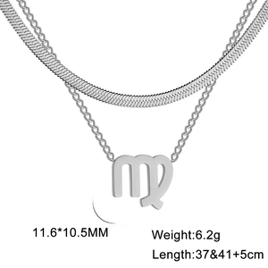 Détails du pendentif Vierge et chaîne serpent argentée avec dimensions du produit
