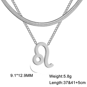 Détails du collier double couche constellation du Lion avec chaîne serpent et poids