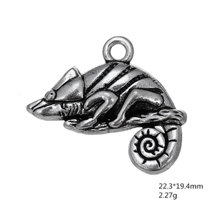Makroaufnahme von Retro-Chamäleon-Anhänger aus Legierung, 22,3x19,4 mm mit Textur-Finish