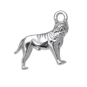 Vintage Silber Bulldogge Anhänger für DIY Halsketten und Armbänder auf weißem Hintergrund