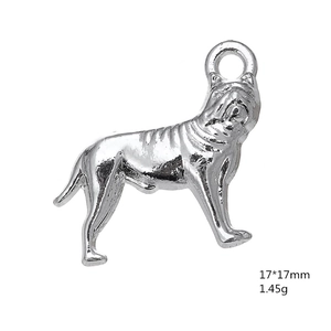 Polierter Bulldoggen-Anhänger aus Silberlegierung mit Maßen 17x17mm und 1,45g Gewicht