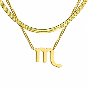 Détail du collier superposé doré avec pendentif Scorpion et mesures précises
