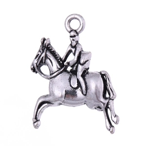 Pendentif cavalier vintage en alliage argenté pour colliers et porte-clés DIY