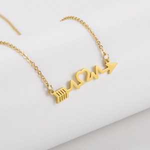 Stainless Steel MOM Heartbeat Arrow Pendant Necklace For Women Gold Silver Plated EKG Heart Charm Jewelry Mother's Day Gift