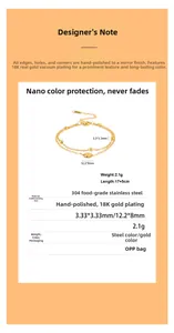 Detail of 18K gold plated stainless steel clover bracelet with beads and double chain