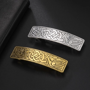 Vintage Alloy Relief Bird Hair Clip Rectangular Celtic Knot Barrette Antique Gold Silver Hair Jewelry For Women Gift